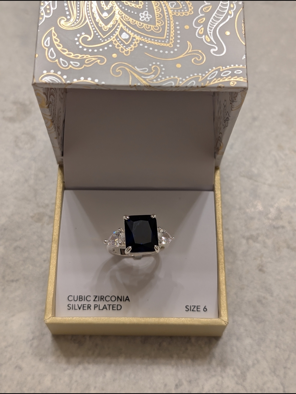 Charter Club Silver-Plated Ring with Sapphire Center Stone